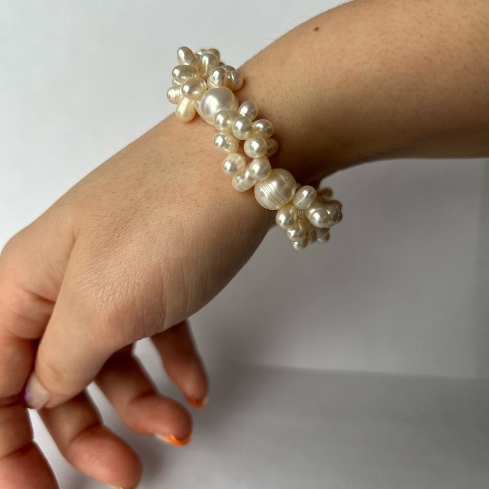 Thomas Sabo Sterling Silver Freshwater Pearl Cluster Bracelet